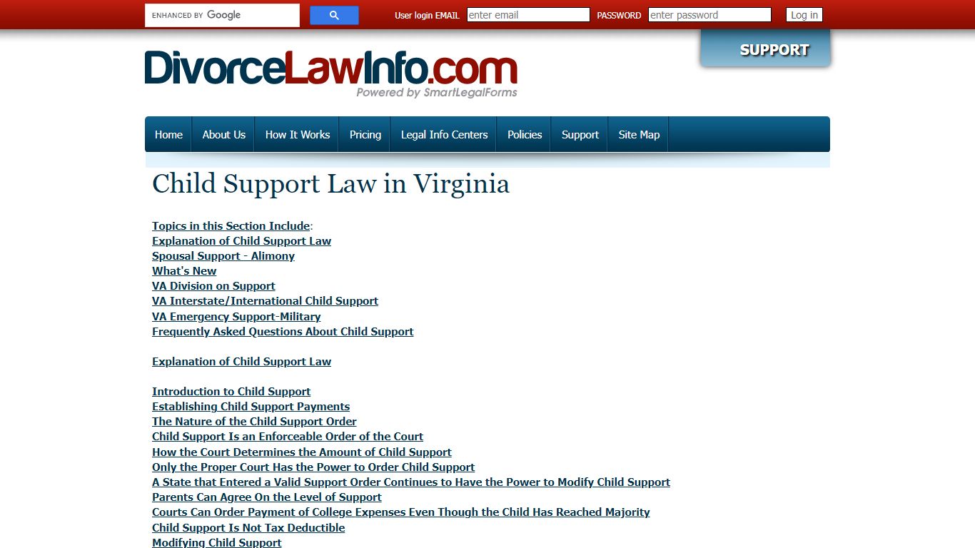 Child Support Law in Virginia - Divorce Law Info